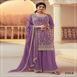 Premium Heavy Chinon Embroidered Palazzo Suit Set with Dupatta